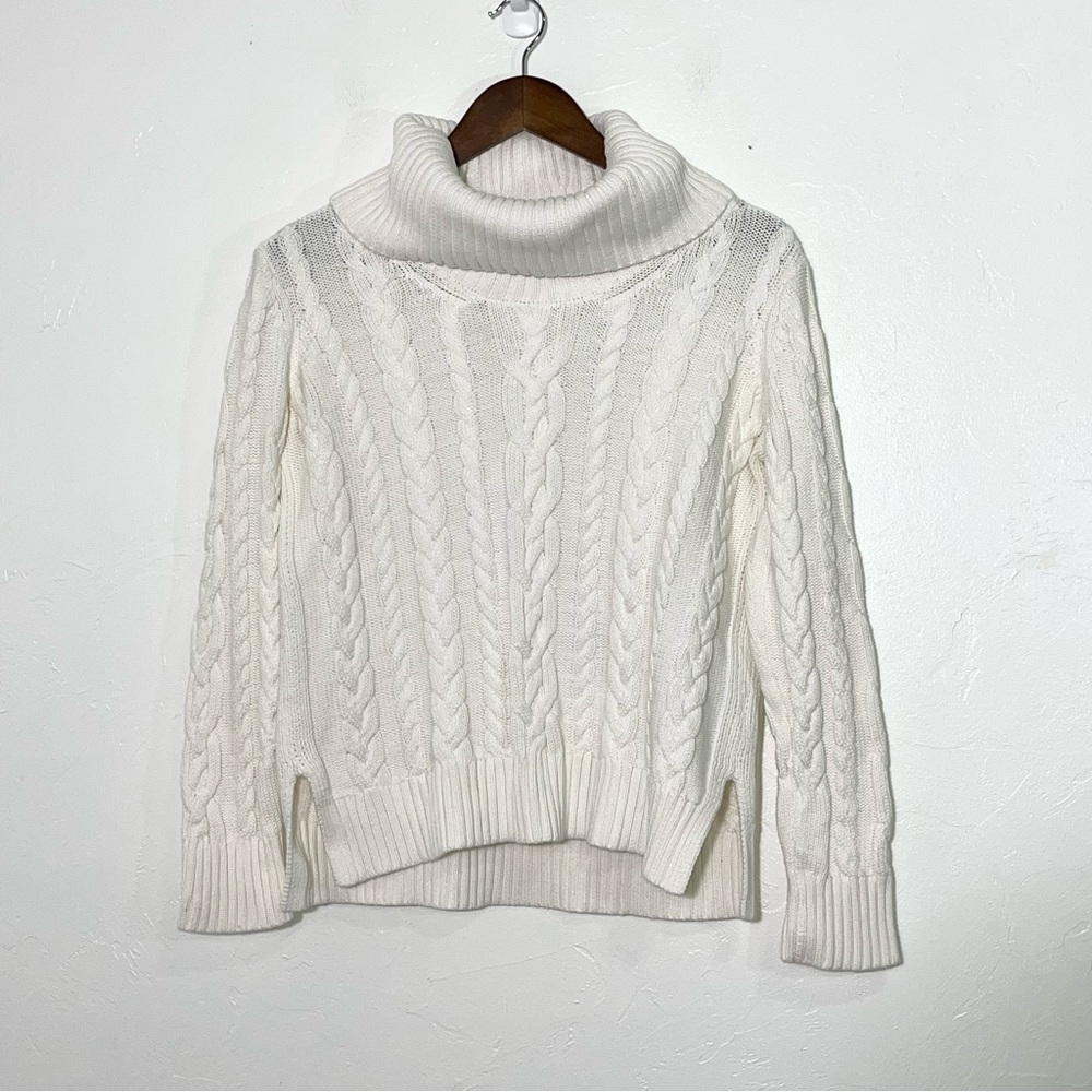 Lauren Ralph Lauren Chunky Fisherman Cable Knit Turtleneck Sweater Jumper Sz M